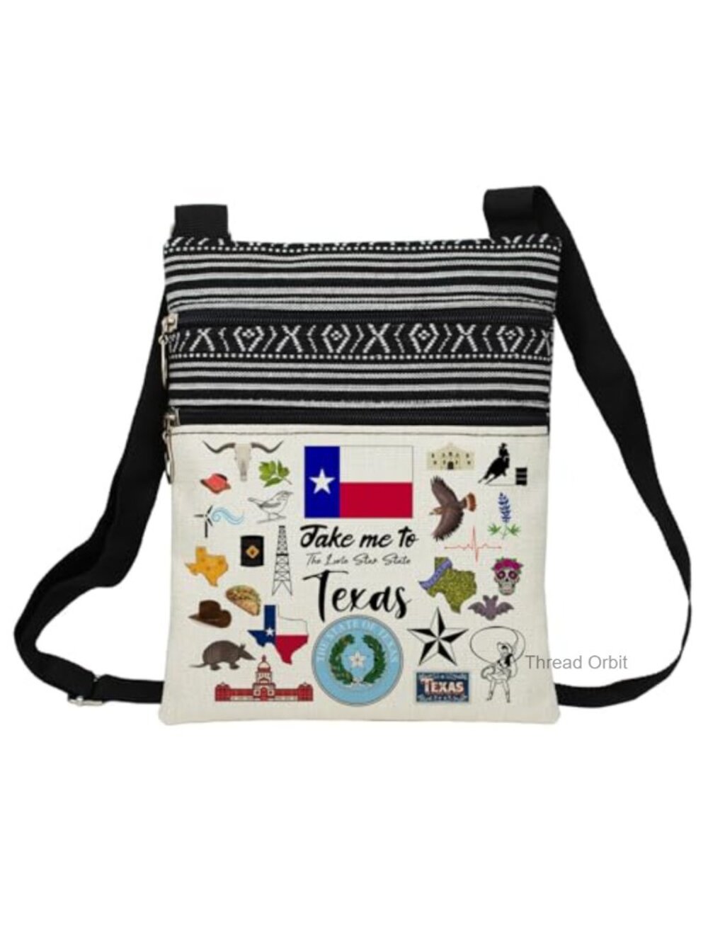 Small Ethnic Crossbody Bag Adjustable Strap Polyester Boho Purse